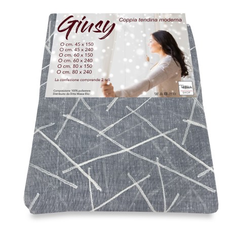 PAAR MODERNE GLASVORHÄNGE 45 oder 60 oder 80 GIUSY GREY