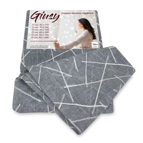 PAAR MODERNE GLASVORHÄNGE 45 oder 60 oder 80 GIUSY GREY