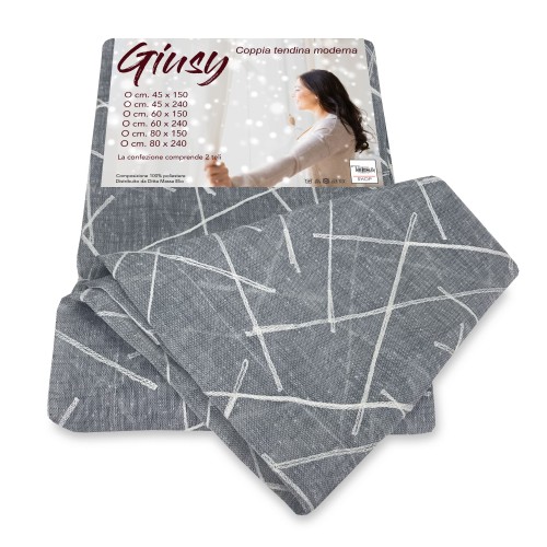 PAAR MODERNE GLASVORHÄNGE 45 oder 60 oder 80 GIUSY GREY