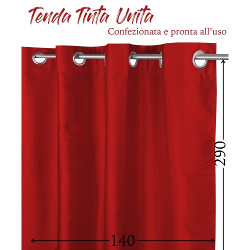 SHAY CURTAIN in solid color BORDEAUX RED cm. 140X290 PACKAGED