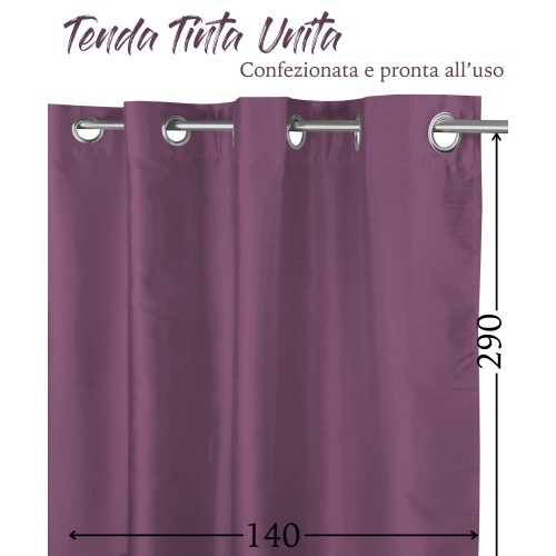 SHAY CURTAIN in der Unifarbe MAUVE PURPLE cm. 140X290 VERPACKT