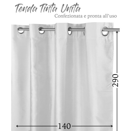 SHAY CURTAIN in Unifarbe WEISS cm. 140X290 VERPACKT