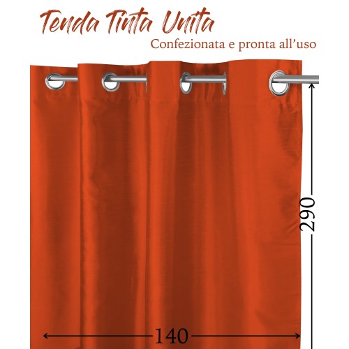 SHAY CURTAIN in solid color RUST ORANGE cm. 140X290 PACKAGED