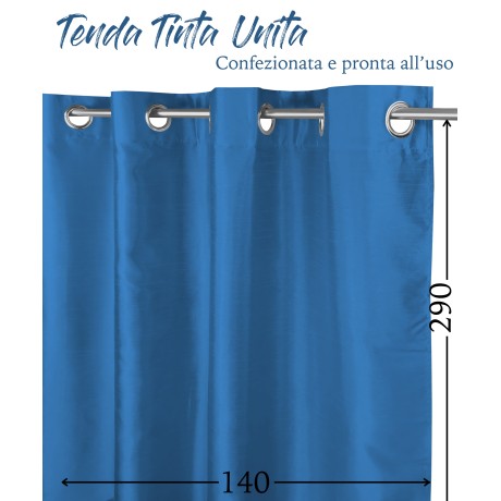 EINFARBIGER VORHANG AVIO BLUE CM.140X290 VERPACKT