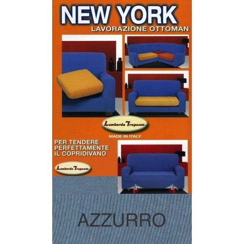 New York Funda de sofá elástica azul claro, antiarañazos, para sofás con reposabrazos, funda de sofá universal, Made in Italy