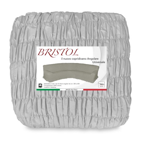 COPRIDIVANO ANGOLARE UNIVERSALE BRISTOL GRIGIO CHIARO UNITO
