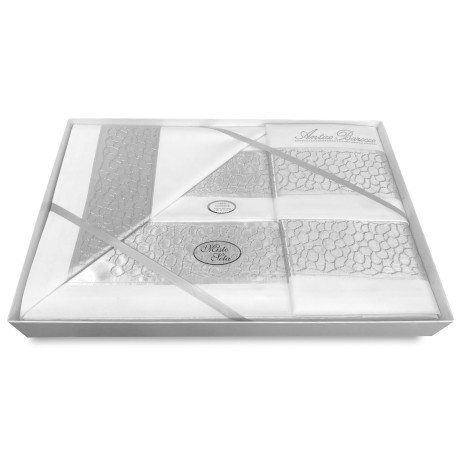 FICHE COMPLÈTE SHARON AVEC BORDURE APPLIQUÉE GRIS LIT IDÉE DE MARIÉE