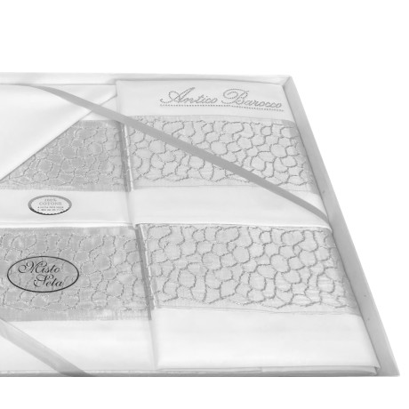 FICHE COMPLÈTE SHARON AVEC BORDURE APPLIQUÉE GRIS LIT IDÉE DE MARIÉE