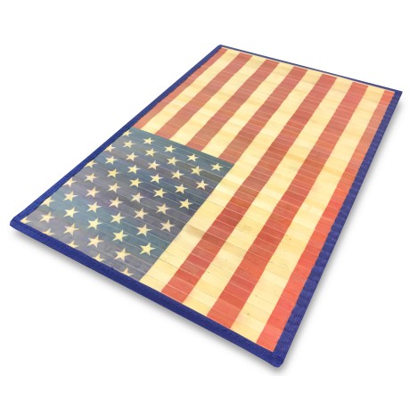 BAMBOO WOOD RUG CM. 50X80 AMERICA AMERICAN FLAG