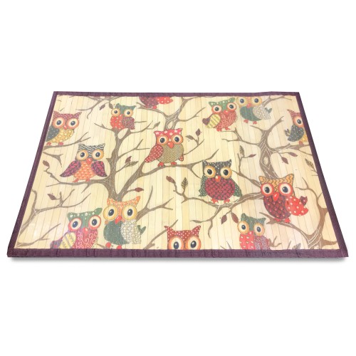 BAMBOO WOOD RUG CM. 50X80 OWL OWLS