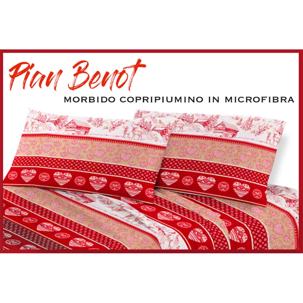 COPRIPIUMINO PIAN BENOT tirolese CON CUORI cervi E BAITE in morbida Microfibra