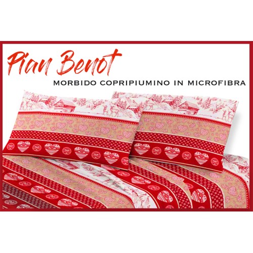 COPRIPIUMINO PIAN BENOT tirolese CON CUORI cervi E BAITE in morbida Microfibra