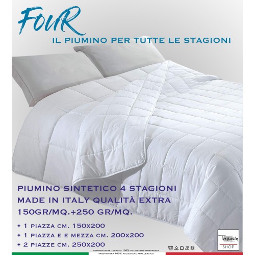 SYNTHETIC 4-SEASON DUVET FOUR MADE IN ITALY EXTRA QUALITY 150GR/SQM.+250 GR/SQM.