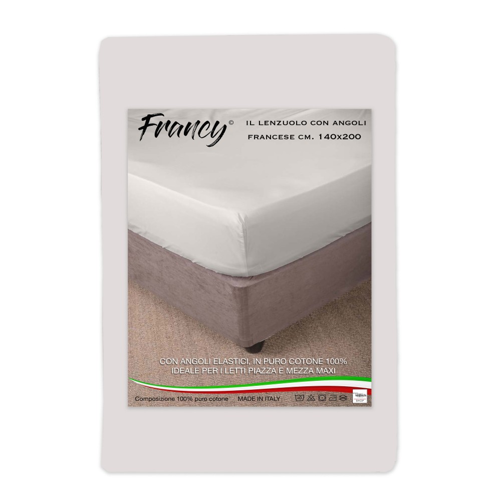 LENZUOLO FRANCY CON ANGOLI BEIGE FRANCESE 1 PIAZZA E MEZZA 140 GRANDE MAXI