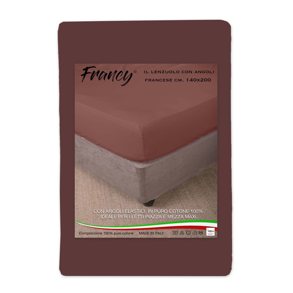 DRAP HOUSSE AVEC COINS FRANCY BRUN FRANÇAISE 1 ET UN DEMI-CARRÉ GRAND MAXI DRAP HOUSSE AVEC COINS FRANCY BRUN FRANÇAISE 1 ET UN DEMI-CARRÉ GRAND MAXI