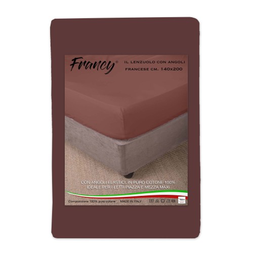 FITTED SHEET FRANCY FRENCH BROWN 1 AND A HALF LARGE MAXI