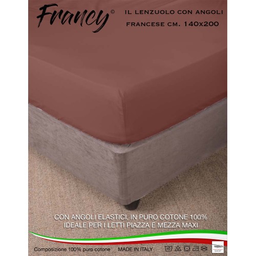 FITTED SHEET FRANCY FRENCH BROWN 1 AND A HALF LARGE MAXI