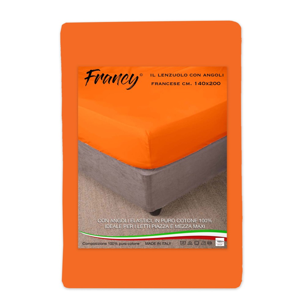 LENZUOLO CON ANGOLI FRANCY ARANCIO FRANCESE 1 PIAZZA E MEZZA GRANDE MAXI LENZUOLO CON ANGOLI FRANCY ARANCIO FRANCESE 1 PIAZZA E MEZZA GRANDE MAXI