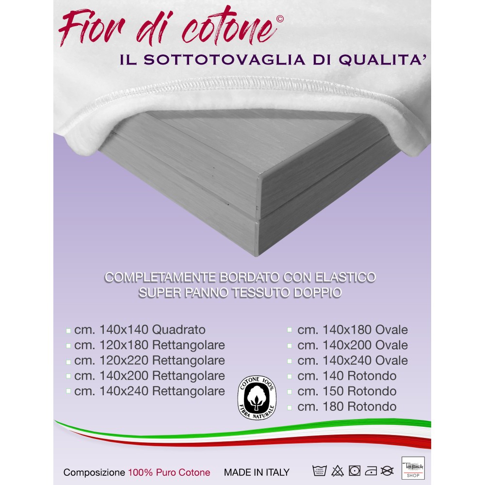 MOLLETTONE salvatavolo SOTTOTOVAGLIA FIOR DI COTONE © super panno TESSUTO DOPPIO PURO COTONE