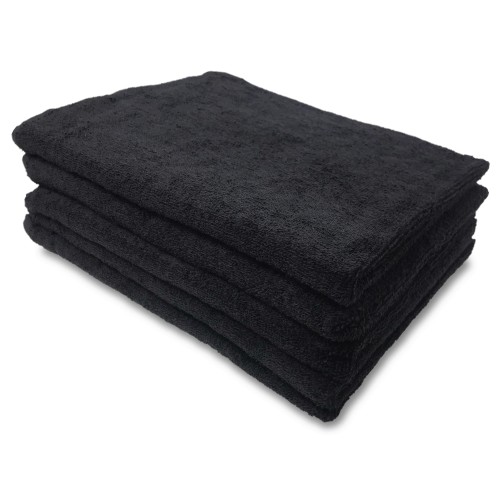 LOT DE 5 SERVIETTES NOIRES EN ÉPONGE POUR INSTITUT DE BEAUTÉ SALON DE COIFFURE 50 x 100 CM