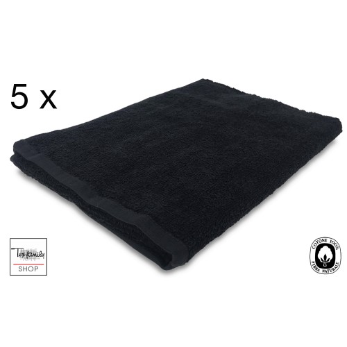 SET DE 5 TOALLAS TOALLA RIZO NEGRO BELLEZA PELUQUERÍA CM. 50X100