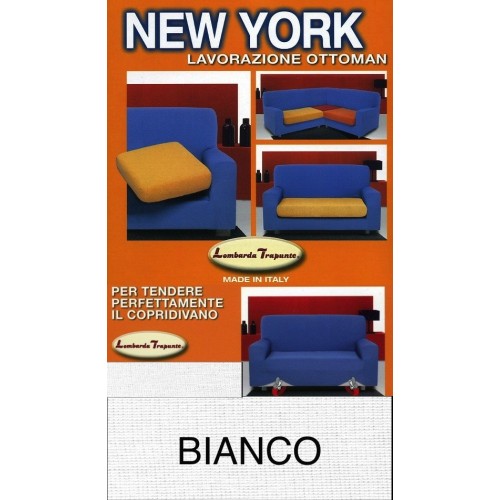 Copridivano New York Bianco Elasticizzato, Antigraffio, per Divani con Braccioli, Telo Divano Universale, Made in Italy