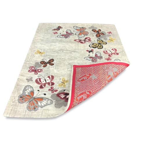 ALFOMBRA DE MARIPOSA ANTIDESLIZANTE ROJA