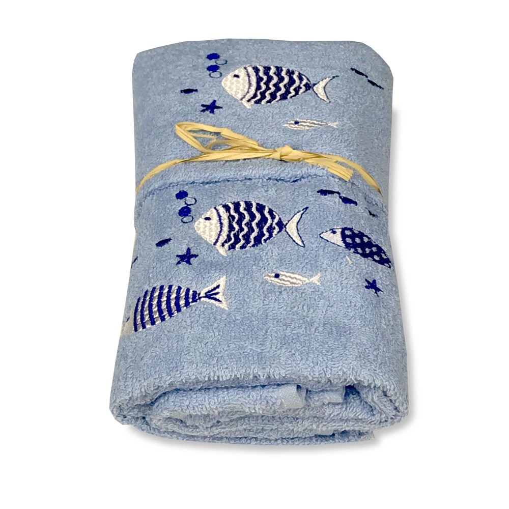 SET ASCIUGAMANI MARE PESCIOLINI FONDO BLU CON OMAGGIO SET ASCIUGAMANI MARE PESCIOLINI FONDO BLU CON OMAGGIO