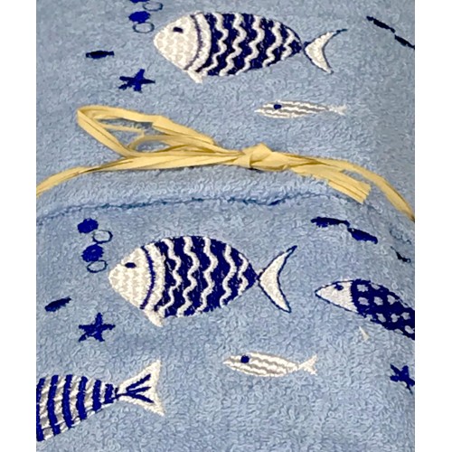 JUEGO DE TOALLAS DE MAR CON FONDO AZUL