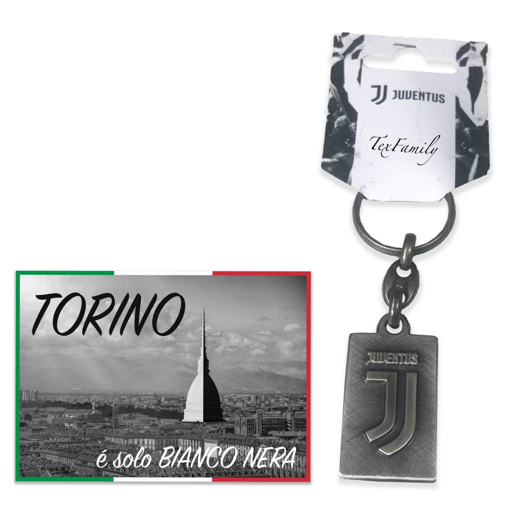 TROUSSEAU VINTAGE en MÉTAL F. C. de la JUVENTUS et de la carte postale de TURIN EST TROUSSEAU VINTAGE en MÉTAL F. C. de la JUVENTUS et de la carte postale de TURIN EST