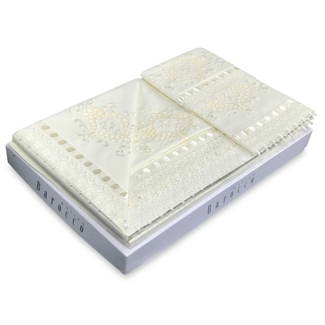 LINGE DE MACRAMÉ DE LA DENTELLE ET DE LA DENTELLE DE BURANO CRÈME DE LIT D'IDÉE POUR LA MARIÉE
