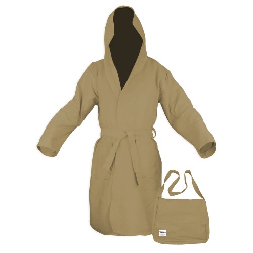 PODDY TECHNICAL BATHROBE IN MICROFIBER dove gray beige