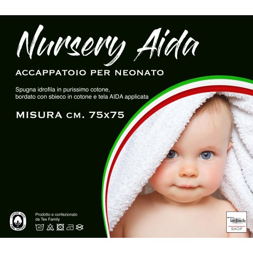 ALBORNOZ DE BAÑO PARA BEBÉS AIDA NURSERY BABY EN RIZO DE PURO ALGODÓN