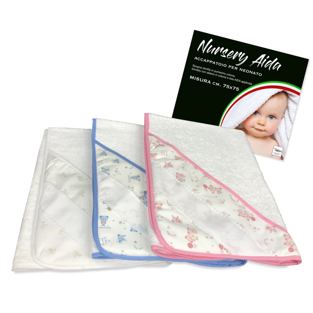 ALBORNOZ DE BAÑO PARA BEBÉS AIDA NURSERY BABY EN RIZO DE PURO ALGODÓN