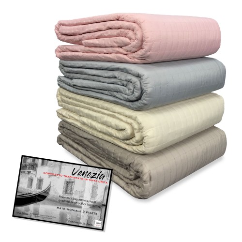 GESTEPPTE TAGESDECKE UNI VENICE DOPPELBETT 2 QUADRATE