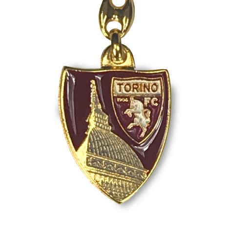GOLDENER SCHLÜSSELANHÄNGER AUS EMAILLIERTEM METALL TORINO CALCIO FC und Postkarte TORINO È