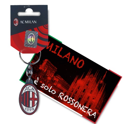 A.C. MILAN Schlüsselanhänger aus Metall und Postkarte MILANO È