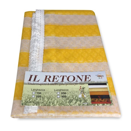 OUTDOOR GARDEN NET CURTAIN YELLOW STRIPE IN TWO SIZES