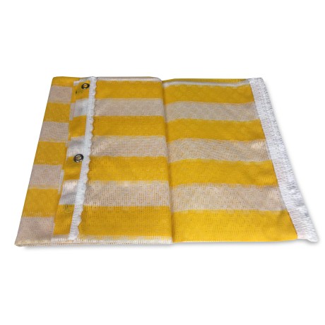 OUTDOOR GARDEN NET CURTAIN YELLOW STRIPE IN TWO SIZES