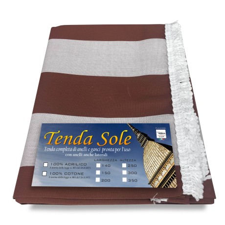 OUTDOOR AWNING GARDEN BALCONY BROWN EVEN STRIPE PACKAGED