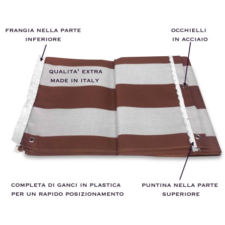 TOLDO DE EXTERIOR JARDÍN BALCÓN MARRÓN RAYA UNIFORME EMPAQUETADO