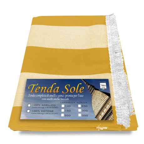 TOLDO DE EXTERIOR JARDÍN BALCÓN RAYA ANCHA AMARILLO EMPAQUETADO