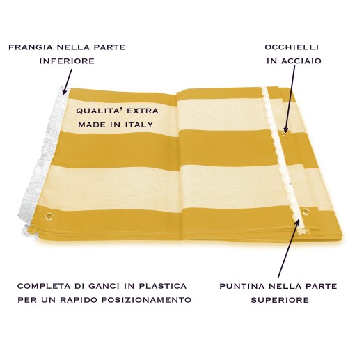 TENDA Sole da ESTERNO Giardino BALCONE RIGA Larga PARI GIALLA CONFEZIONATA