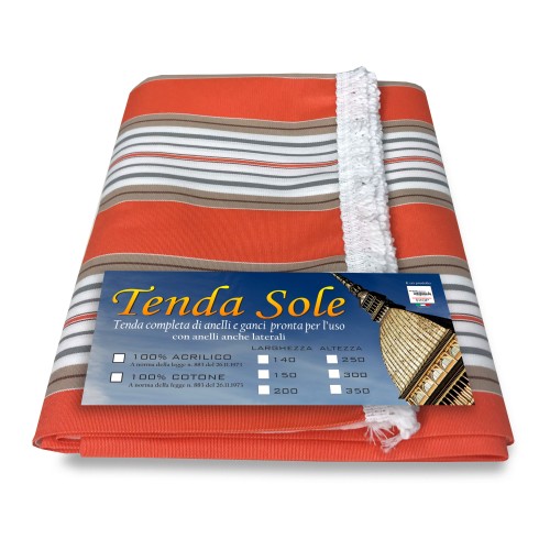 TENDA Sole da ESTERNO Giardino BALCONE Righino ARANCIO Confezionata