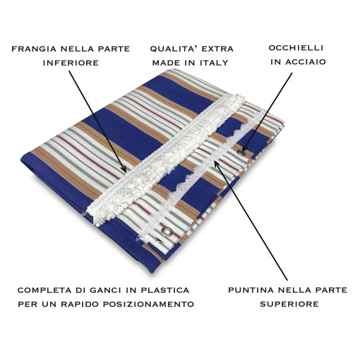 TENDA SOLE DA ESTERNO GIARDINO BALCONE RIGHINO BLU CONFEZIONATA