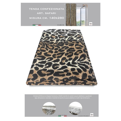 TIENDA SAFARI MANCHADA CM. ESTAMPADO DE LEOPARDO 140X280 HECHO EN ITALIA