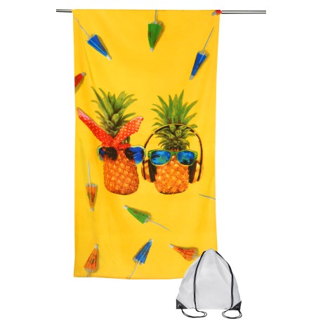 SERVIETTE DE PLAGE PHOTO ÉPONGE GRANDE TAILLE, LE CM. 80x160 ANANAS SON plein de sac à dos de plage