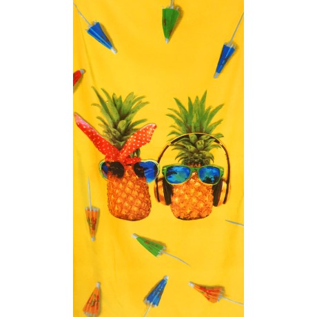 SERVIETTE DE PLAGE PHOTO ÉPONGE GRANDE TAILLE, LE CM. 80x160 ANANAS SON plein de sac à dos de plage