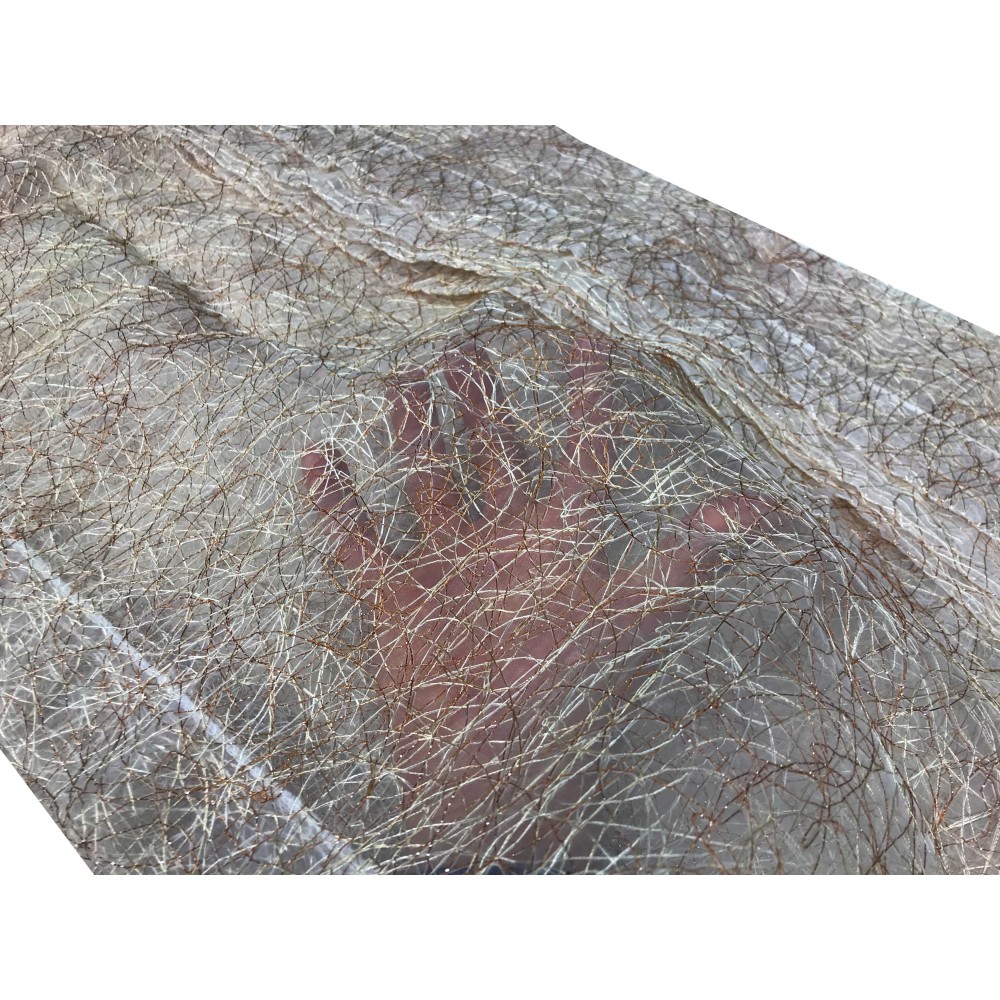 COPPIA TENDINA VETRO FATA MARRONE ORGANZA MILLE FILI