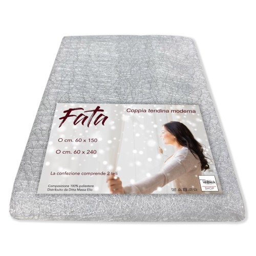 COPPIA TENDINA VETRO FATA BIANCO ORGANZA MILLE FILI